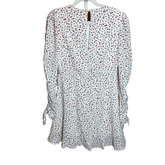 1. State Long Sleeve Floral Ruffle Mini Dress White and Red Size 8 - Picture 4 of 14
